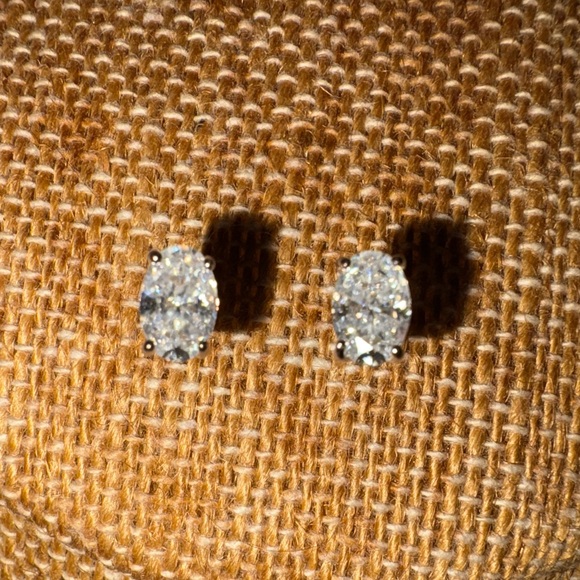 Solid Sterling Silver with 1 Carat Oval Moisannite Studs New with tags - Picture 3 of 5